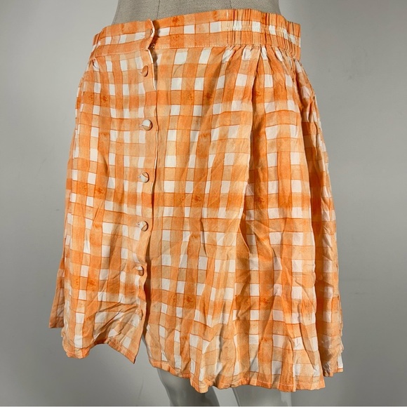 ❤️ UO Orange Checkered Button-Up Skirt L - Picture 4 of 11